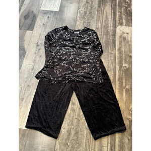 Anthony Richards Pant Set 1X Vintage Black Velour Sparkle Granny core Hemmed